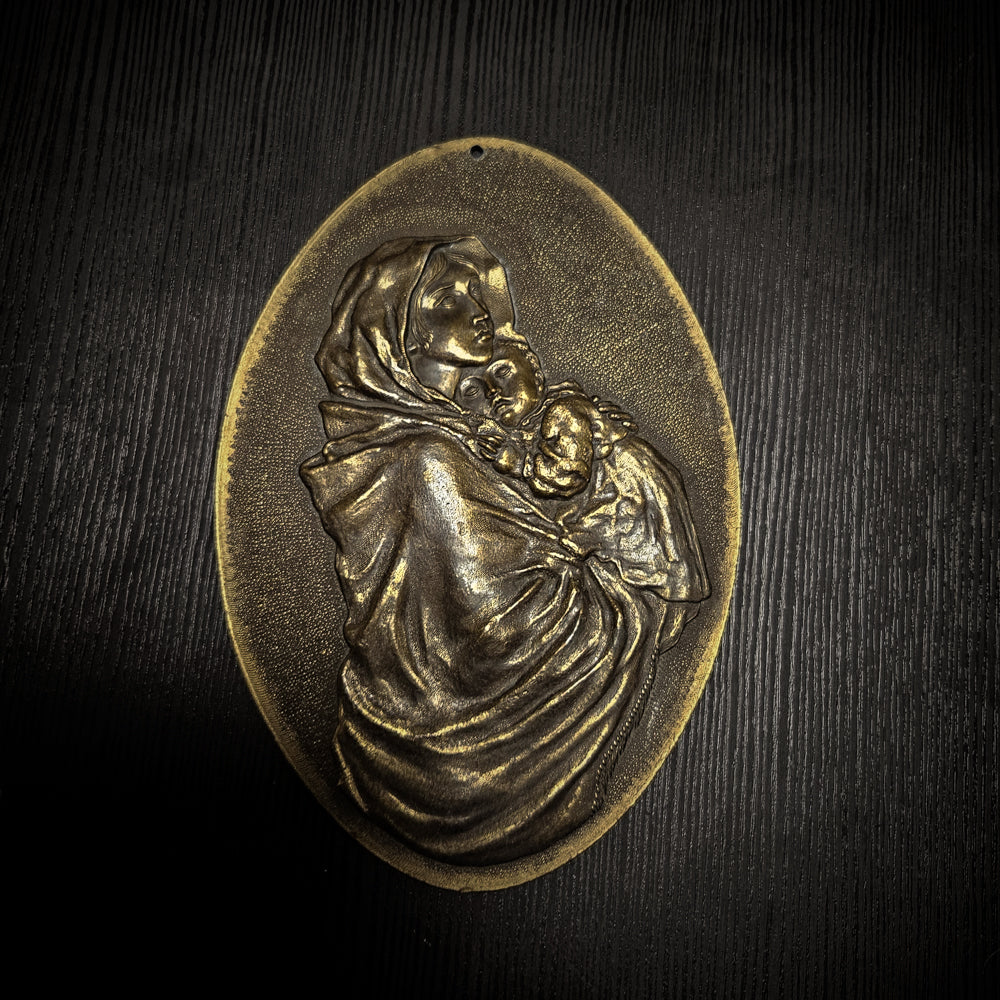 Medalionul Iubirii Divine – Maica Domnului cu Pruncul în bronz